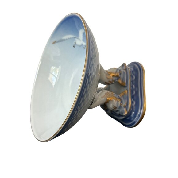 Bing and Grondahl Copenhagen Denmark Porcelain Seagull Compote Bowl Dolphin Feet - Picture 7 of 11